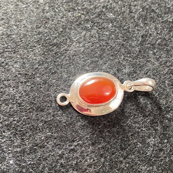Natural Carnelian jewellery set of earrings and pendant. 925 sterling silver - Picture 7 of 9